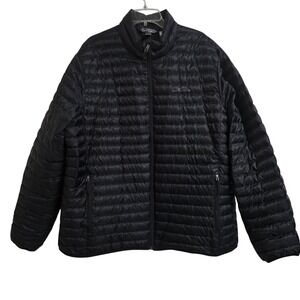 Eddie Bauer Quilted Full Zip Down Puffer Jacket Men's XXL Black Coat Pockets EUC